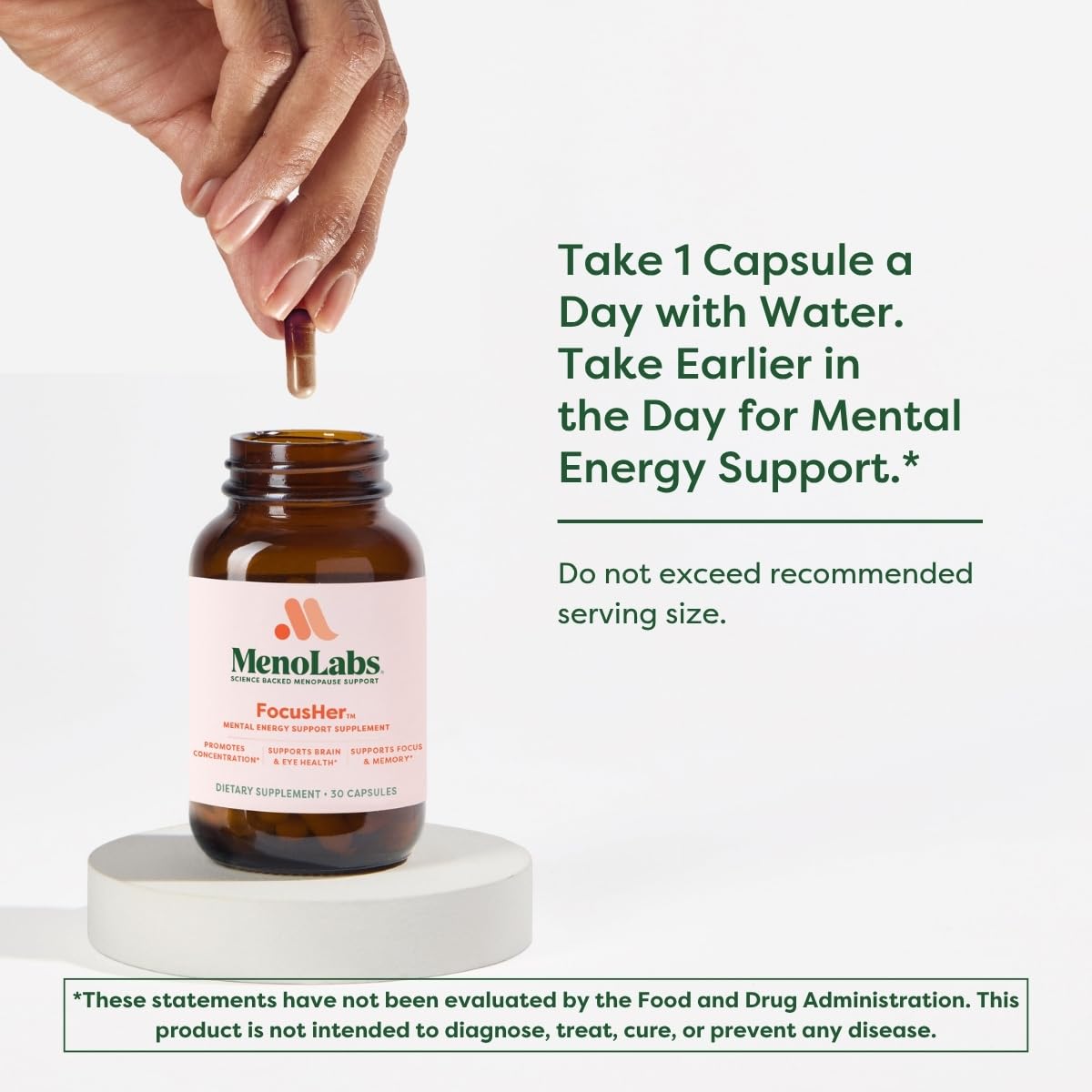 MENOLABS® FocusHer™ Mental Energy Support Supplement – Caffeine-Free Focus, Concentration & Memory – enXtra® & Lutemax 2020® – Menopause, Brain & Eye Health – 30 Capsules, 30-Day Supply - Maple Wellness Supplements