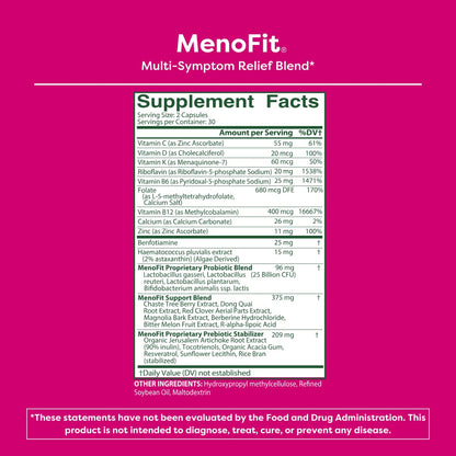 MENOLABS MenoFit, Menopause Supplements for Women - 60 Capsules - Advanced Women’s Probiotic with Vitamins and Red Clover for Gut Health, Hot Flashes and Hormone Balance for Women - Maple Wellness Supplements