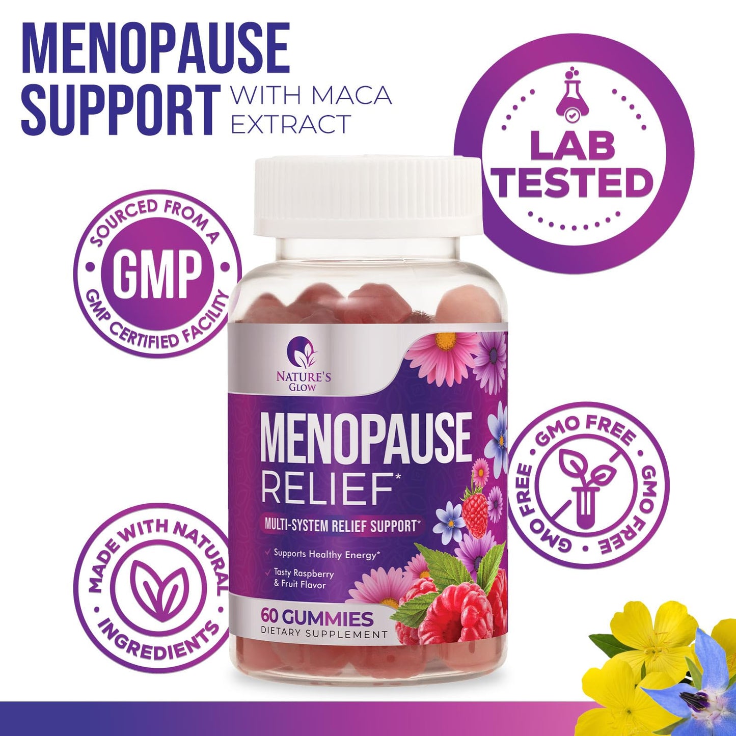 Menopause Supplement for Women - Complete Multi-Benefit Menopause Relief Gummy for Mild Hot Flashes & Night Sweats, Natural Balance & Energy Support, Menopausal Vitamins, Gluten Free - 60 Gummies - Maple Wellness Supplements