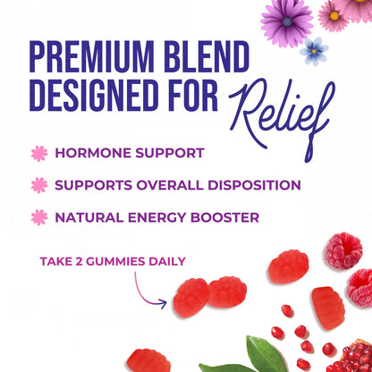 Menopause Supplement for Women - Complete Multi-Benefit Menopause Relief Gummy for Mild Hot Flashes & Night Sweats, Natural Balance & Energy Support, Menopausal Vitamins, Gluten Free - 60 Gummies - Maple Wellness Supplements