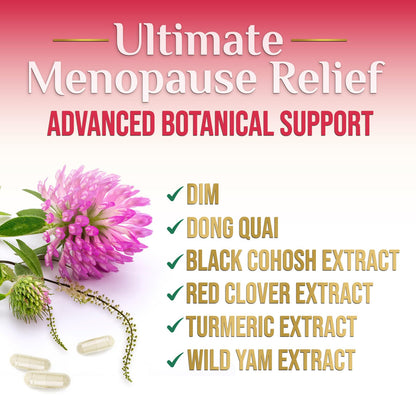 Menopause Supplement for Women - Natural Menopause Relief Support for Mild Hot Flashes & Night Sweats - Best Probiotics for Women, Dong Quai, Black Cohosh, Ashwagandha - Bottled in USA - 60 Capsules - Maple Wellness Supplements