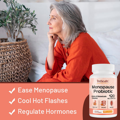 Menopause supplements for women, 120 Billion CFU Probiotic, 13-in-1 Herbs & Botanicals Complex, for Hormone Menopause, Hot Flashes, Night Sweats, Mood Swings, Sleep Disturbances, Vegan, 60 Capsules - Maple Wellness Supplements