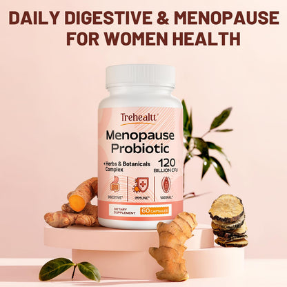 Menopause supplements for women, 120 Billion CFU Probiotic, 13-in-1 Herbs & Botanicals Complex, for Hormone Menopause, Hot Flashes, Night Sweats, Mood Swings, Sleep Disturbances, Vegan, 60 Capsules - Maple Wellness Supplements