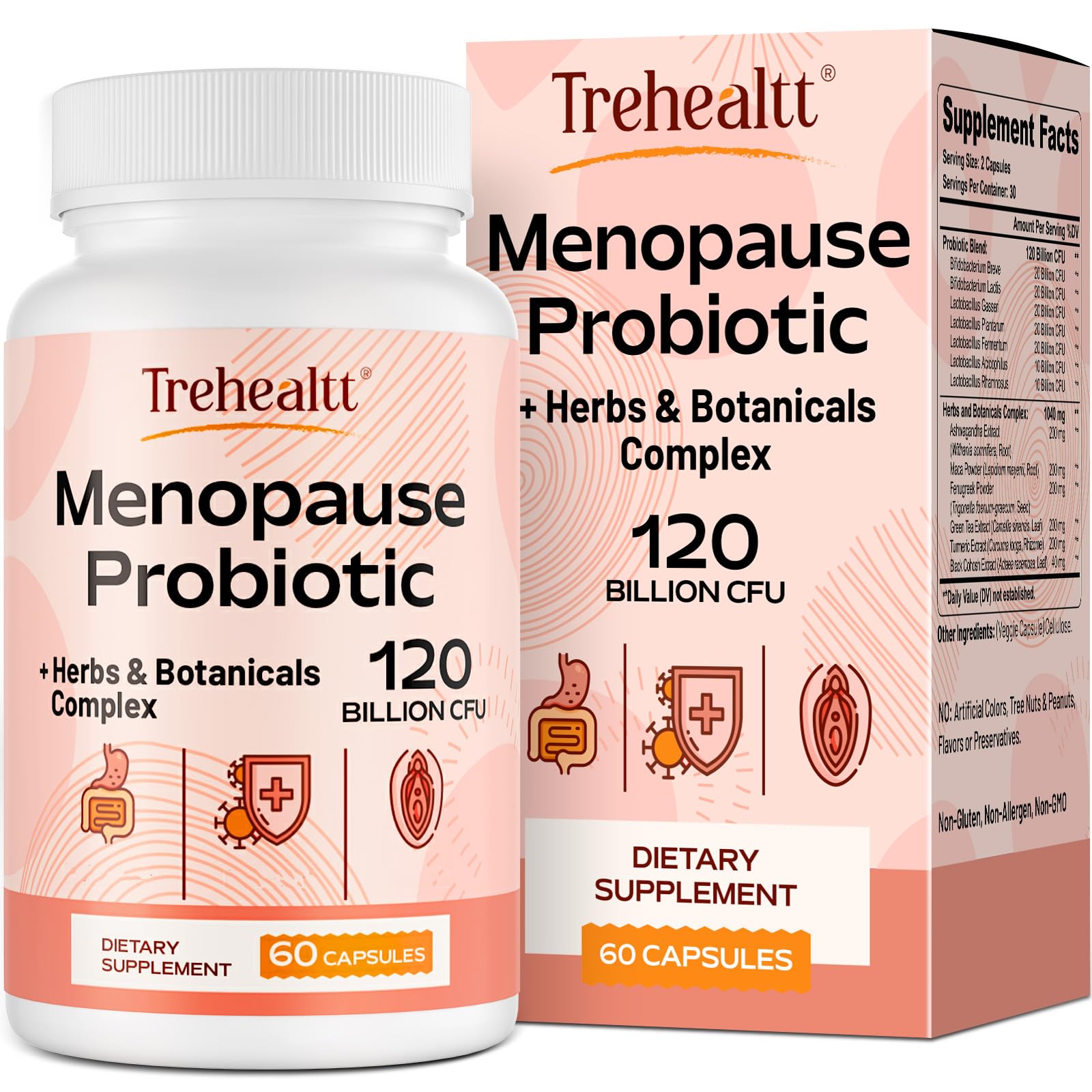 Menopause supplements for women, 120 Billion CFU Probiotic, 13-in-1 Herbs & Botanicals Complex, for Hormone Menopause, Hot Flashes, Night Sweats, Mood Swings, Sleep Disturbances, Vegan, 60 Capsules - Maple Wellness Supplements