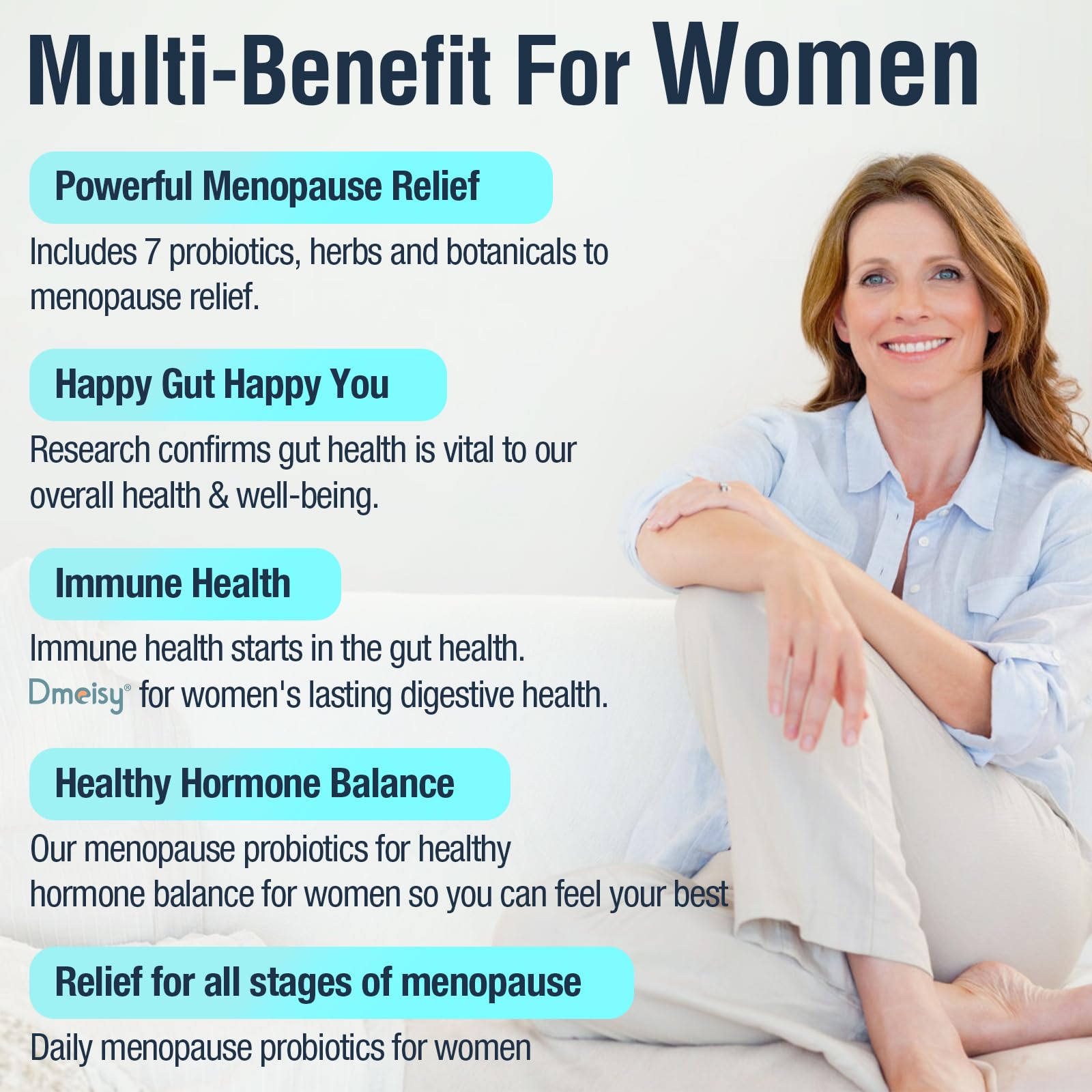 Menopause Supplements for Women, 120 Billion CFU Probiotic, 13-in-1 Herbs Probiotics Complex, for Menopause Relief, Hormone Balance, Hot Flashes, Night Sweats, Mood Swings, Gut & Immunity - 60 Capsule - Maple Wellness Supplements