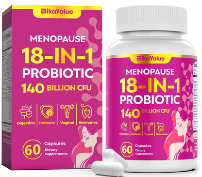 Menopause Supplements for Women, 140 Billion CFU Probiotics, 18-in-1 Menopause Relief with Magnesium, Black Cohosh, Inositol, Hormone Harmony for Women, Night Sweats, Mood Swings, Immunity - 60 Caps - Maple Wellness Supplements