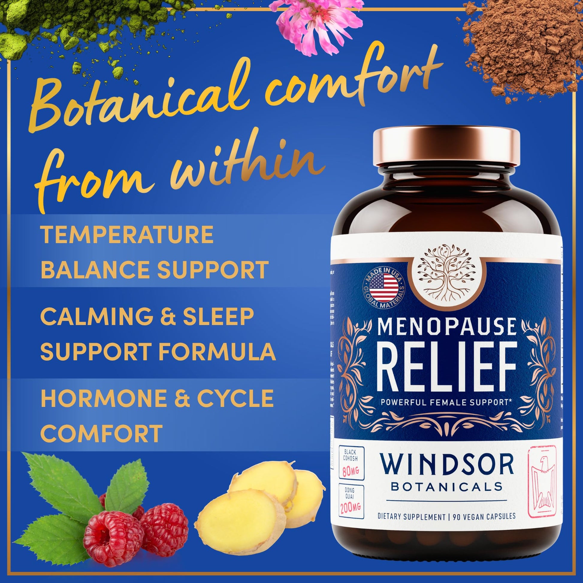 Menopause Supplements for Women - 5-HTP, Dong Quai, Black Cohosh for Menopause Hot Flashes, Night Sweats Relief Support - Womens Pre Meno Premenopausal Perimenopause Supplement - 90 Caps - Maple Wellness Supplements