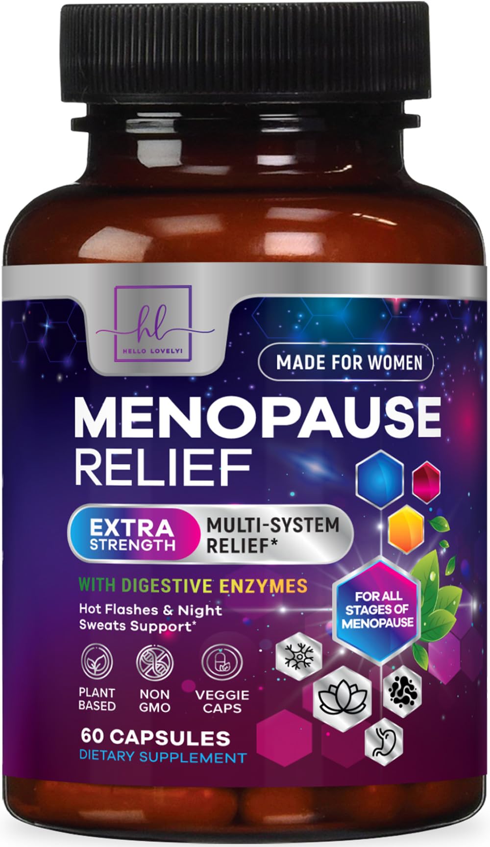 Menopause Supplements for Women - Complete Hot Flash Night Sweats & Menopause Relief Pills, 8 Billion CFU Probiotics with Dong Quai & Black Cohosh for Vaginal, Digestive Support - 60 Capsules - Maple Wellness Supplements
