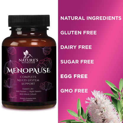 Menopause Supplements for Women - Complete Menopause Relief with Dong Quai & Black Cohosh - For Natural, Mild Hot Flash & Night Sweats - Hormone, Energy & Balance Support, Bottled in USA - 60 Capsules - Maple Wellness Supplements