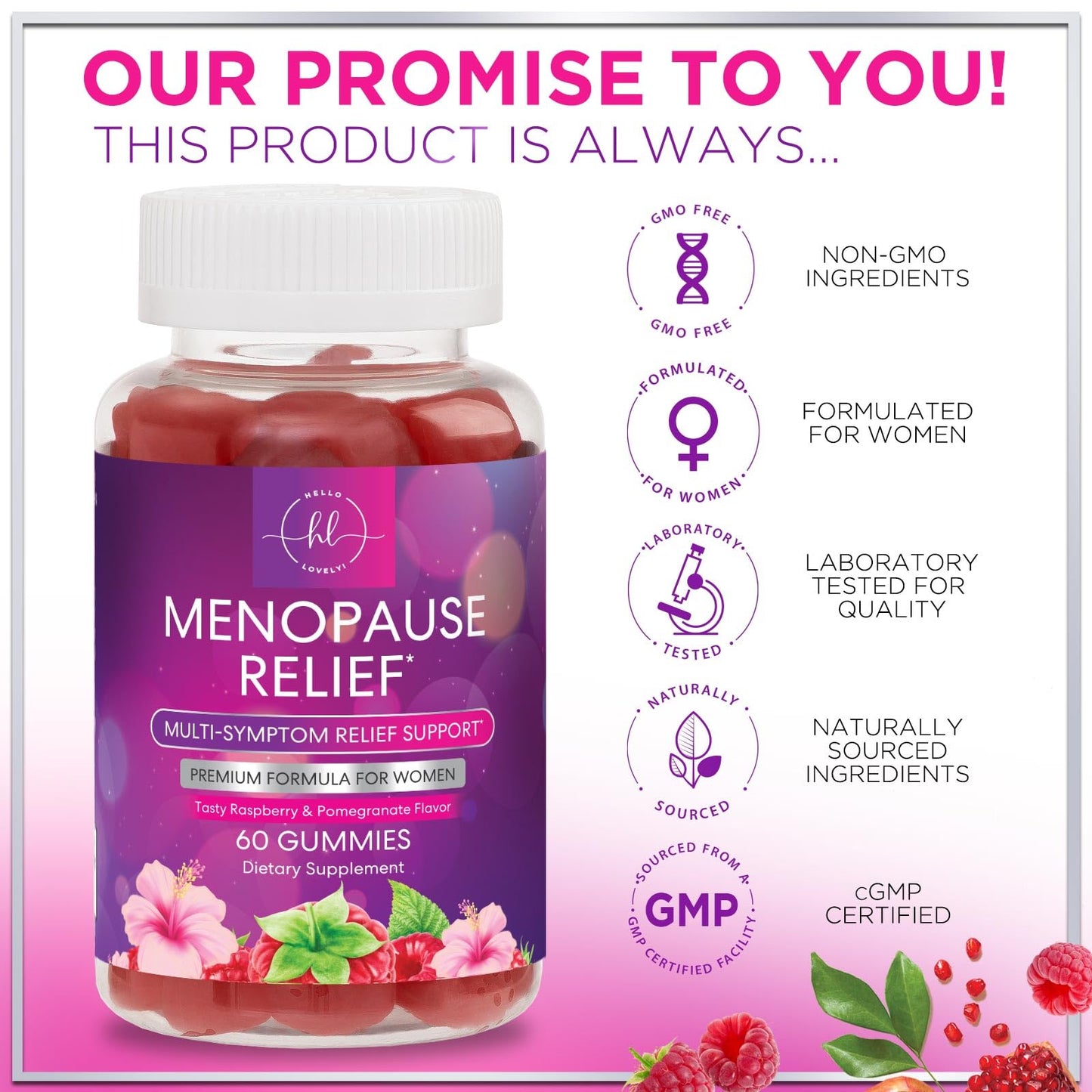 Menopause Supplements for Women - Complete Natural Mild Hot Flashes & Night Sweats Support, Multi Benefit Menopause Relief Gummy, Support for Balance & Energy, Gluten-Free & Non-GMO - 60 Gummies - Maple Wellness Supplements