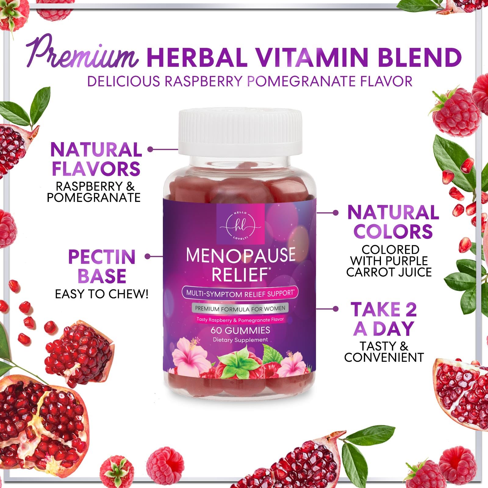 Menopause Supplements for Women - Complete Natural Mild Hot Flashes & Night Sweats Support, Multi Benefit Menopause Relief Gummy, Support for Balance & Energy, Gluten-Free & Non-GMO - 60 Gummies - Maple Wellness Supplements