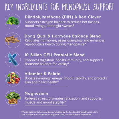 Menopause Supplements for Women – DIM Supplement + Probiotics | Estrogen Metabolism & Hormone Balance Support | Perimenopause Relief | Hot Flashes, Mood Swings & Night Sweats | Dong Quai | 60 Ct - Maple Wellness Supplements