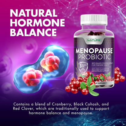 Menopause Supplements for Women - Menopause Probiotic Gummy - Women’s Menopause Relief for Hot Flashes, Night Sweats & Mood Swings with Black Cohosh & Cranberry - Non-GMO, Vegan - 60 Gummies - Maple Wellness Supplements