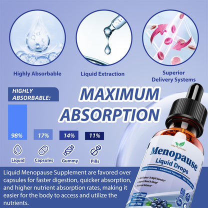 Menopause Supplements Liquid Drops, 8-in-1 Menopause Vitamin w. Black Cohosh, Ashwagandha, D3 B6 Multivitamin for Hot Flash, Night Sweats, Hormone Balance & Mood Support for Women Over 40 - Maple Wellness Supplements