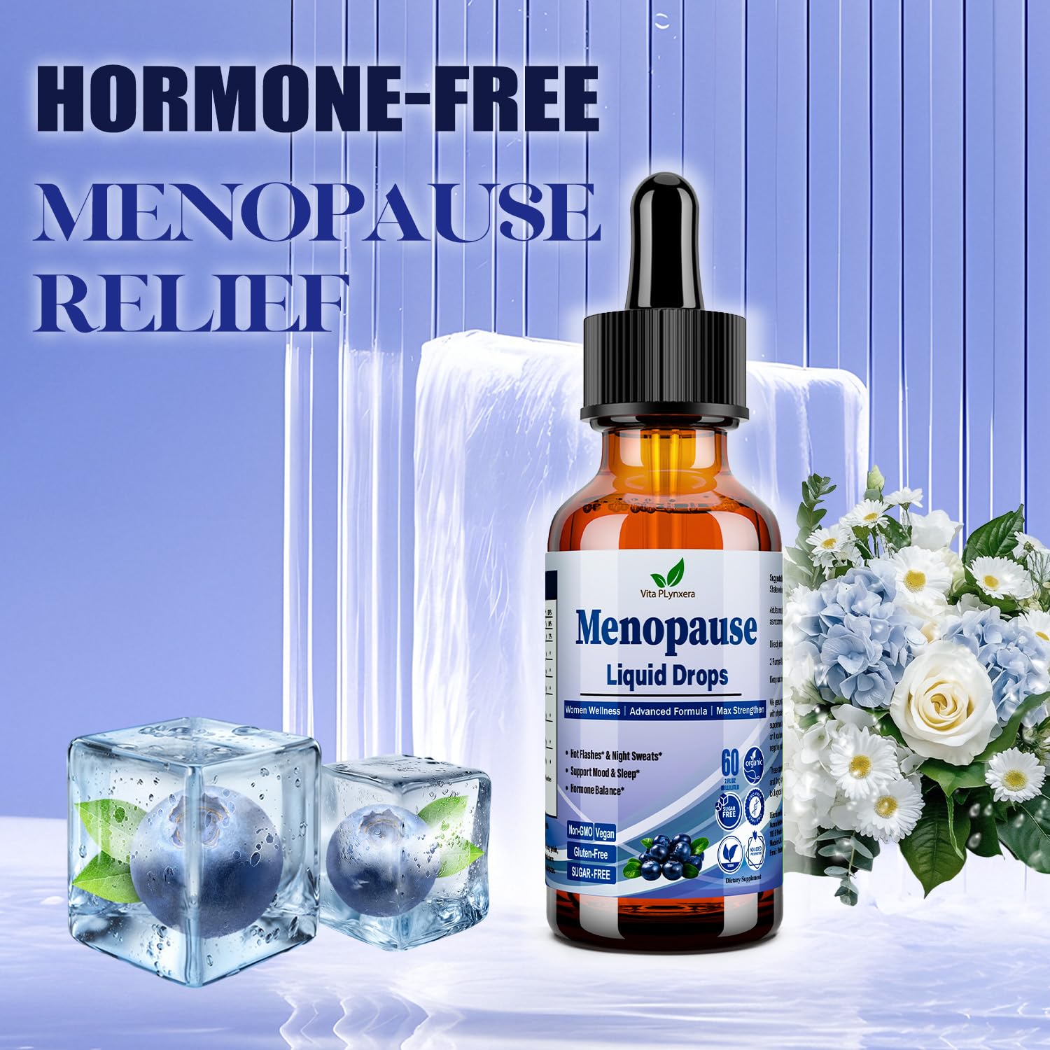 Menopause Supplements Liquid Drops, 8-in-1 Menopause Vitamin w. Black Cohosh, Ashwagandha, D3 B6 Multivitamin for Hot Flash, Night Sweats, Hormone Balance & Mood Support for Women Over 40 - Maple Wellness Supplements
