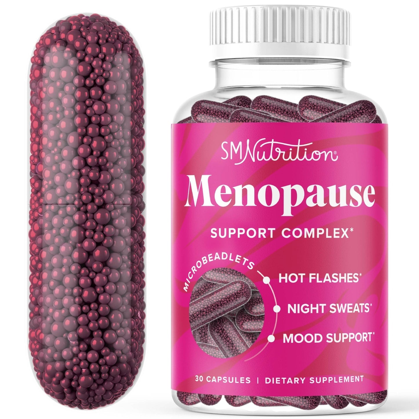 Menopause Vitamins Beadlets with Black Cohosh, Red Clover & More | Hot Flashes, Night Sweats & Mood Support | Menopause Supplements for Women with Dong Quai, Chaste Tree Berry & DIM | Non-GMO 30ct - Maple Wellness Supplements