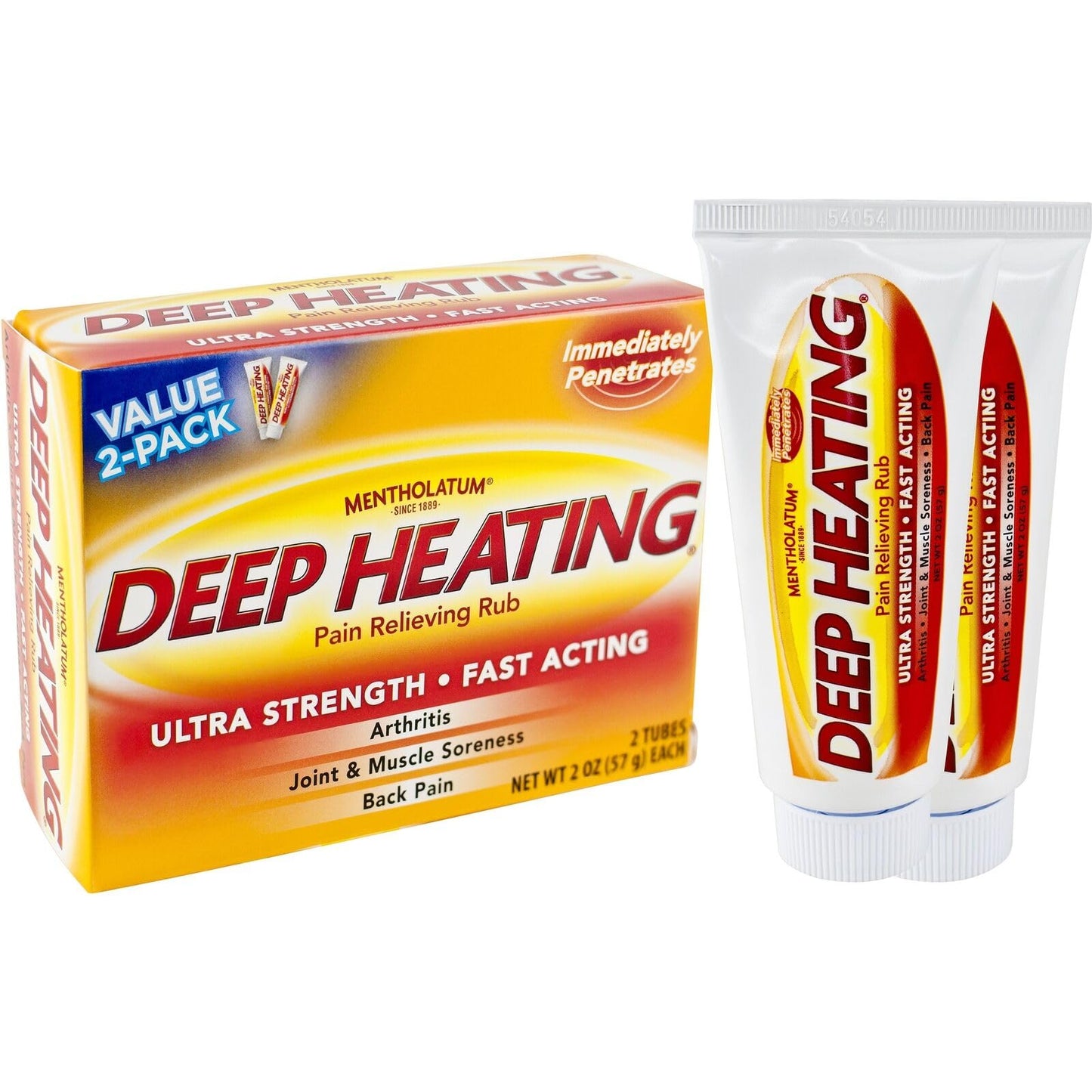 Mentholatum Deep Heating Pain Relieving Rub, Ultra Strength, 2 Tubes each, Pack of 5 - Maple Wellness Supplements