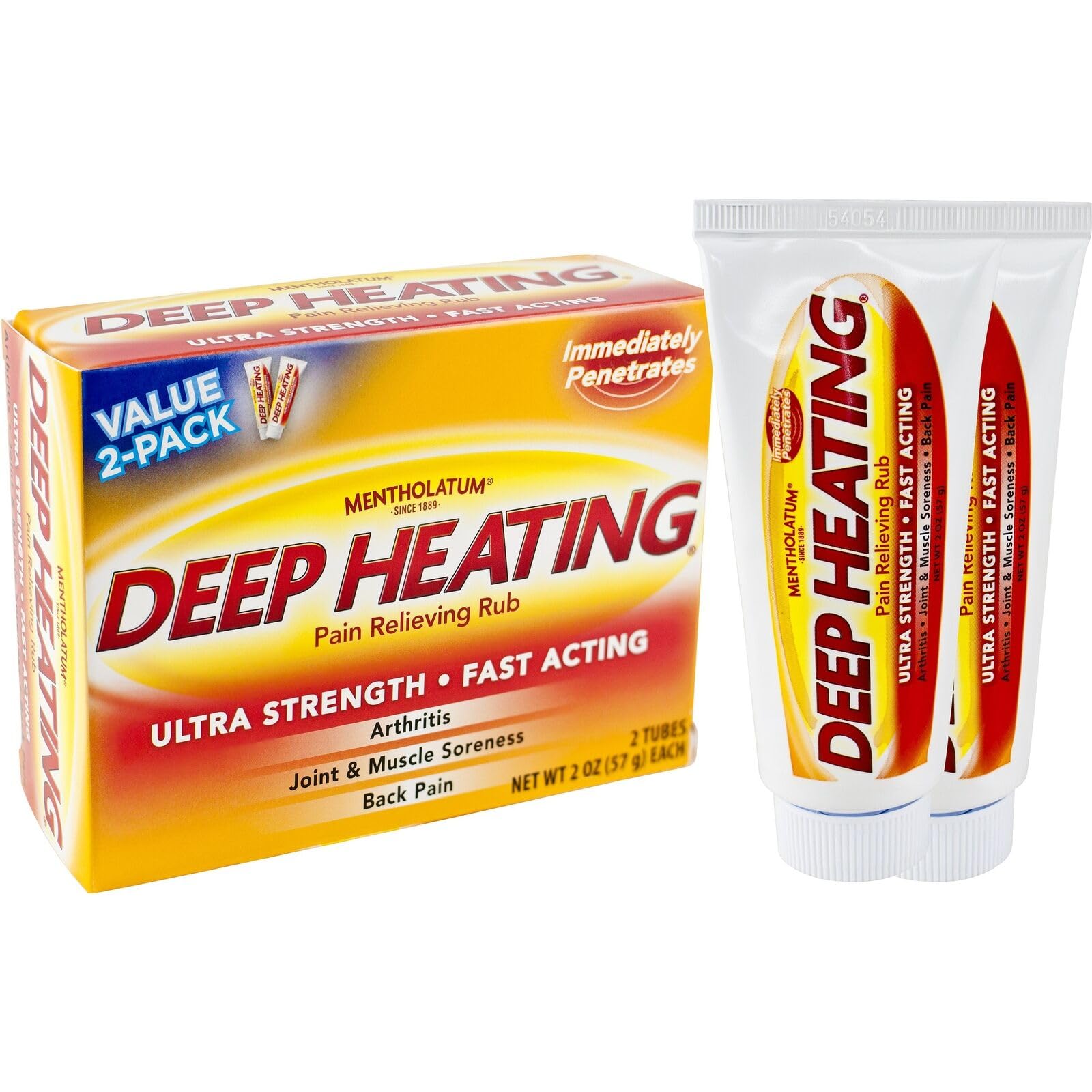 Mentholatum Deep Heating Pain Relieving Rub, Ultra Strength, 2 Tubes each, Pack of 5 - Maple Wellness Supplements