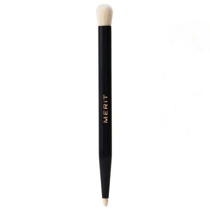 MERIT - Double-Sided Eyeshadow Brush - Dual-Ended Makeup Brush for Precise Application, Blending, and Smooth Pigment Distribution - Soft Synthetic, Vegan & Travel-Friendly - Maple Wellness Supplements
