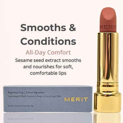 Merit Signature Lip Lightweight Matte Lipstick - 0.10 oz / 3 g (Classic (neutral), standard) - Maple Wellness Supplements