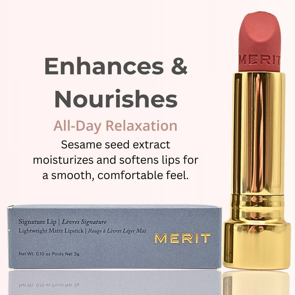 Merit Signature Lip Lightweight Matte Lipstick - 0.10 oz / 3 g (Sunday (pink), standard) - Maple Wellness Supplements