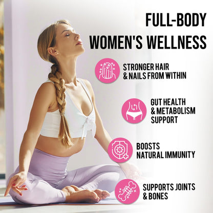 MERRY VITA Collagen for Women – Hydrolyzed Multi Collagen Peptides Types I, II, III, V & X – Collagen Supplement with Vitamin C, Biotin & Hyaluronic Acid – Grass Fed, Non-GMO, 240 Capsules - Maple Wellness Supplements