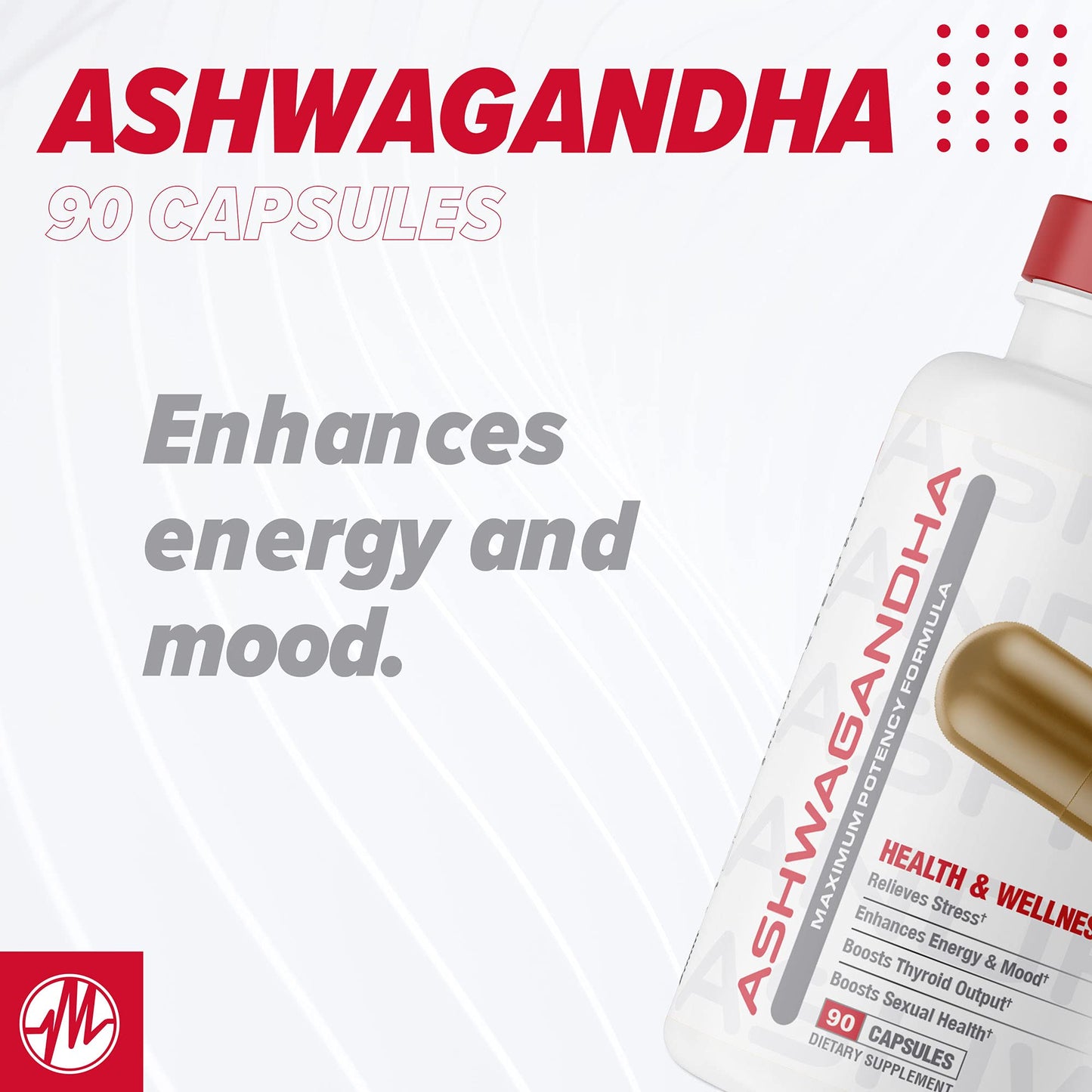 Metabolic Nutrition Ashwagandha 2200mg Made with Organic Ashwagandha Powder and Black Pepper Extract, 90 Vegan Capusles - Maple Wellness Supplements