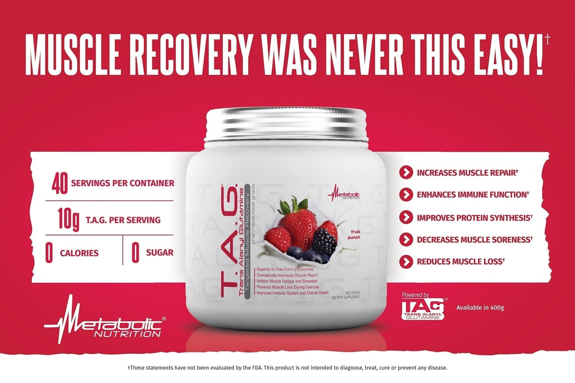 Metabolic Nutrition, TAG, Trans Alanyl Glutamine, 100% L-Glutamine Peptide Powder - Maple Wellness Supplements