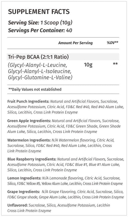 Metabolic Nutrition - TRIPEP - Tri-Peptide Branch Chain Amino Acid, BCAA Powder - Maple Wellness Supplements