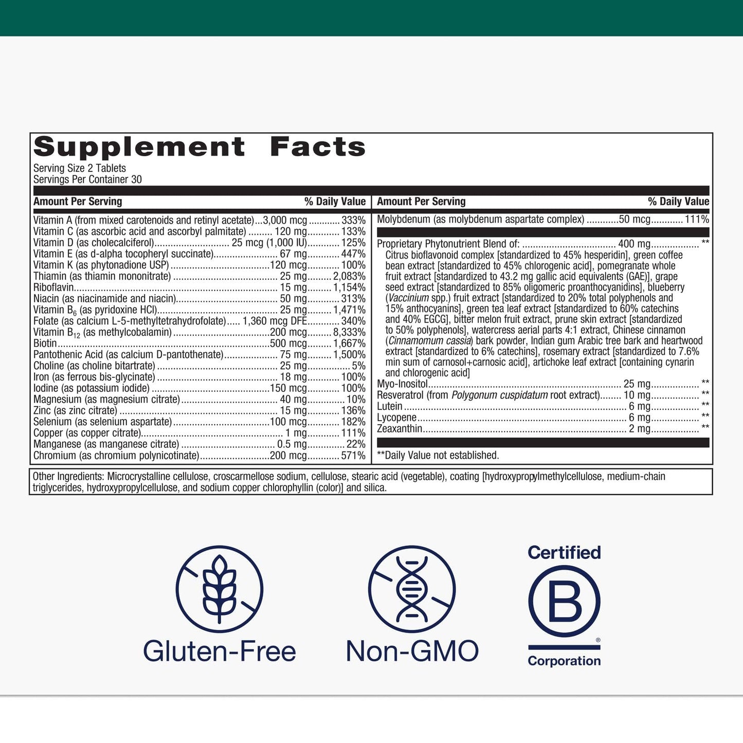 Metagenics PhytoMulti with Iron - Daily Multivitamin for Men & Women with Phytonutrients* - Methylfolate, Vitamins A‑K, Zinc & B6 - Iron Bisglycinate 18 mg - Maple Wellness Supplements