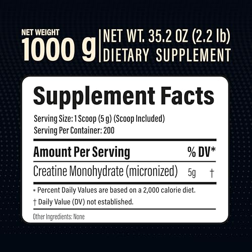 METALIFE 100% Pure Creatine Monohydrate Powder, Canada-Made, 1000 g (200 Servings) Micronized Powder, Muscle Growth, Unflavored, Ideal for Athletes & Fitness Enthusiasts, Third party lab tested, Vegan - Maple Wellness Supplements