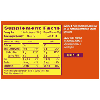 Metamucil, 4-in-1 Fiber Supplement, Psyllium Husk Powder, Sugar-Free Powder, Berry Flavored Drink, 114 Servings - Maple Wellness Supplements
