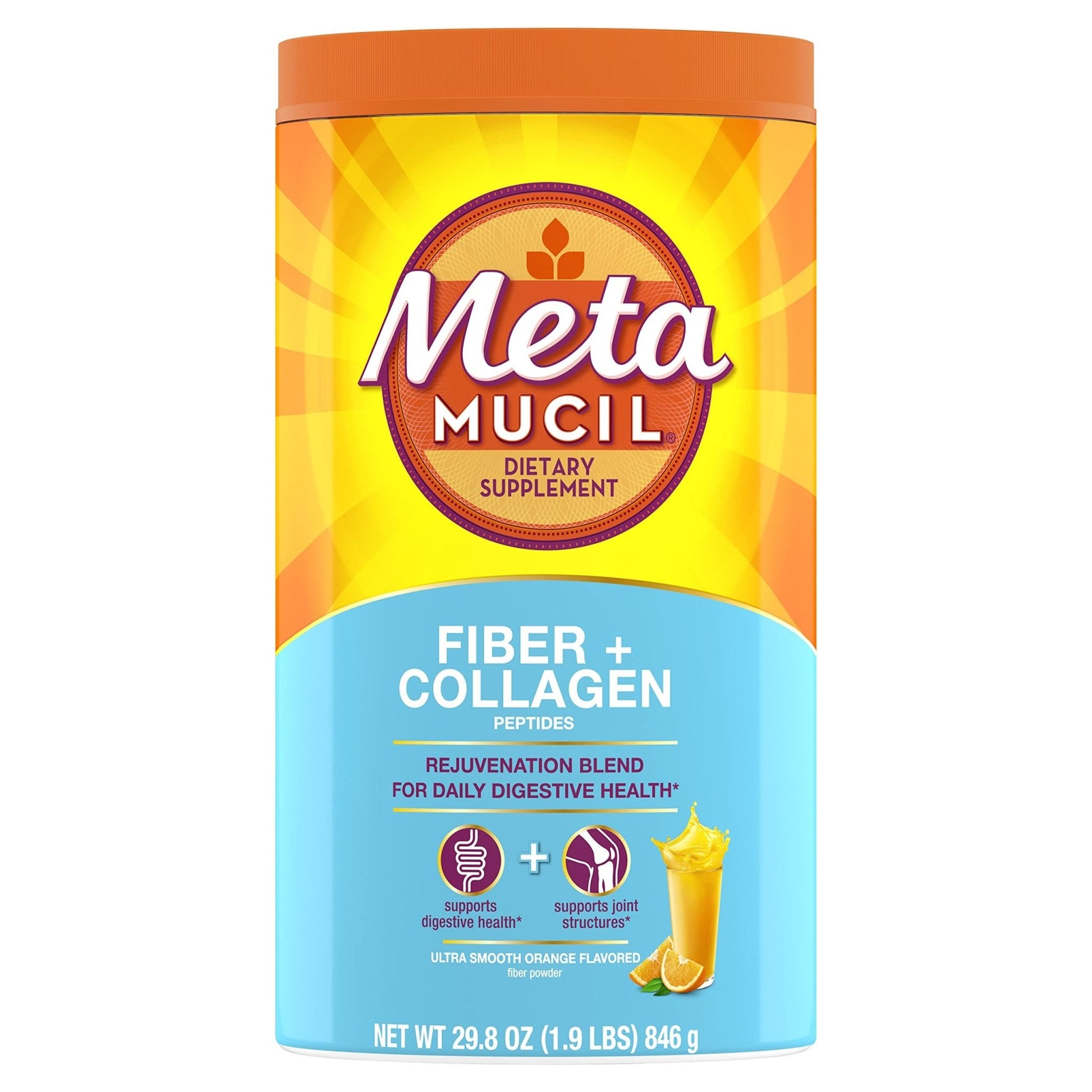 Metamucil Daily Fiber + Collagen, Psyllium Husk Powder, Plant Based Fiber Supplement, Sugar-Free with Stevia, 3-in-1 Fiber Supplement - Maple Wellness Supplements