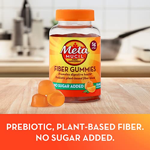 Metamucil Daily Fiber Gummies, Orange Flavored, No Sugar Added, 5g Prebiotic Plant - Maple Wellness Supplements