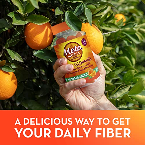 Metamucil Daily Fiber Gummies, Orange Flavored, No Sugar Added, 5g Prebiotic Plant - Maple Wellness Supplements