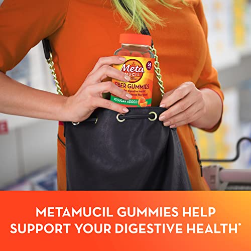 Metamucil Daily Fiber Gummies, Orange Flavored, No Sugar Added, 5g Prebiotic Plant - Maple Wellness Supplements