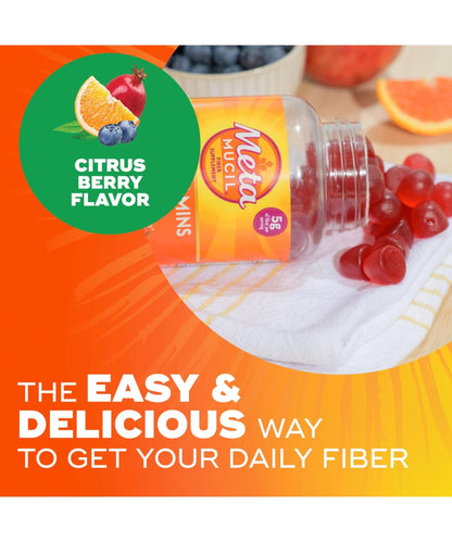 Metamucil Fiber Gummies for Adults with Vitamins C, D, B12 for Metabolism, No Sugar Added Citrus Berry Flavor, 5g Plant Based Prebiotic - Maple Wellness Supplements