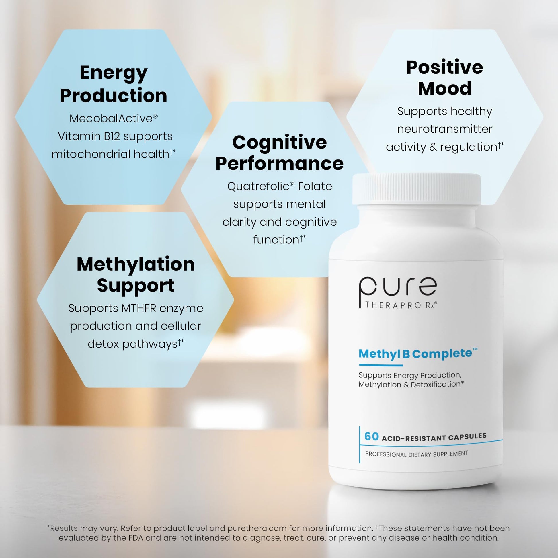 Methylated B Complex Vitamins, Made in USA, 2 Month Supply, Methyl B Complete Quatrefolic 5-MTHF Folate, B12 Methylcobalamin, TMG Trimethylglycine - Maple Wellness Supplements