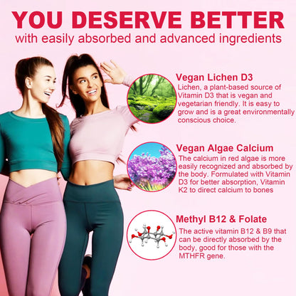 Methylated Multivitamin for Women Gummies, Calcium, D3 K2, Methylfolate & B12, Inositol, Daily Vitamin A C E, B Complex, Biotin, Zinc - Maple Wellness Supplements