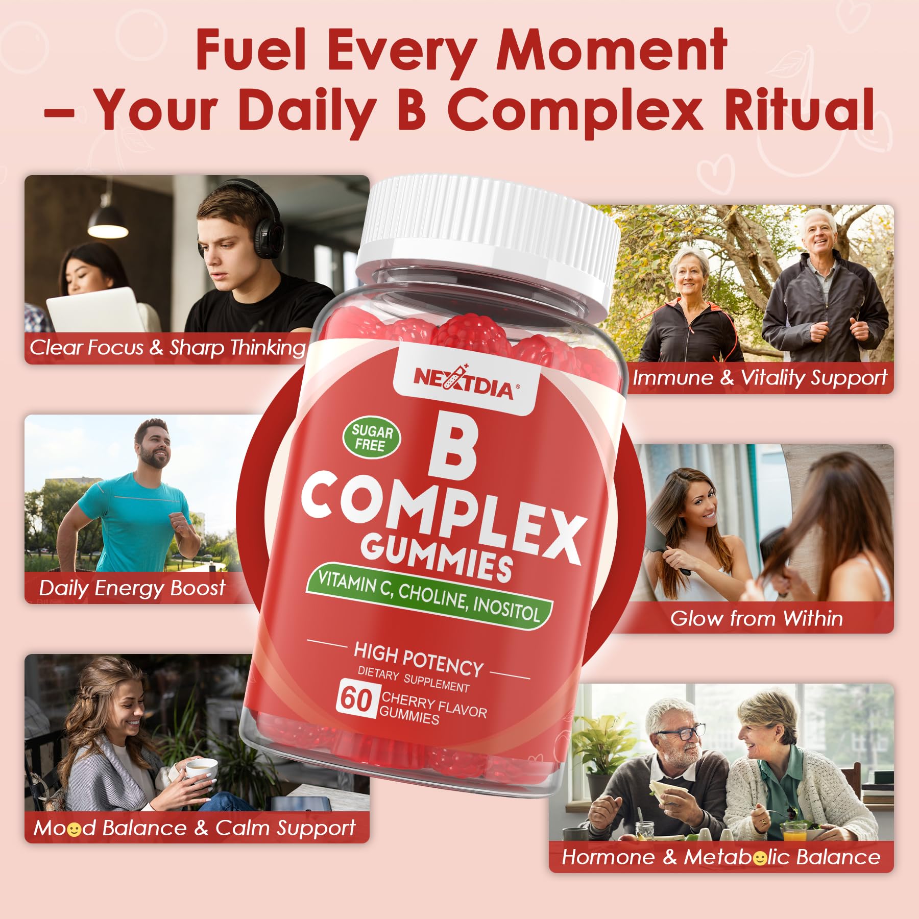 Methylated Vitamin B Complex Gummies 2 Pack, Methyl B12 & Folate with B1, B2, B3, B5, Biotin | Vitamin C, Zinc, Choline & Inositol – B Complex Supplement for Energy - Maple Wellness Supplements