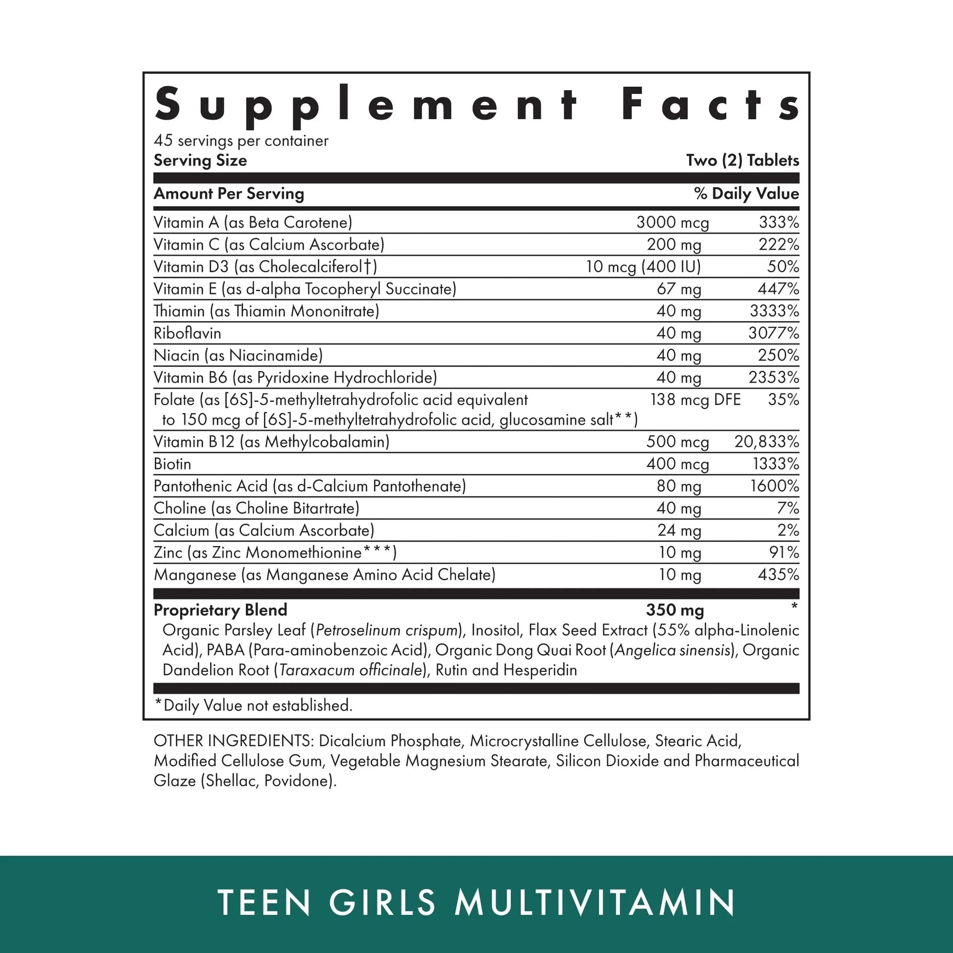 MICHAEL'S Health Naturopathic Programs Teen Girls Multivitamin - 90 Vegetarian Tablets - with B Complex Vitamins - Maple Wellness Supplements