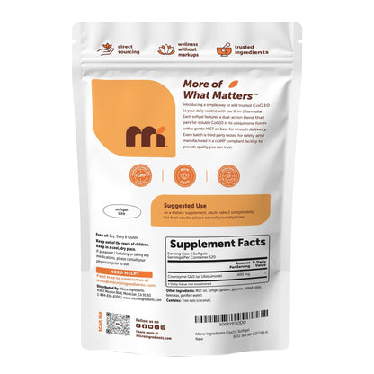 Micro Ingredients CoQ10 400 mg Per Serving, 240 Softgels | Made with Coconut MCT Oil | Coenzyme Q10 (Ubiquinone) | Non-GMO - Maple Wellness Supplements