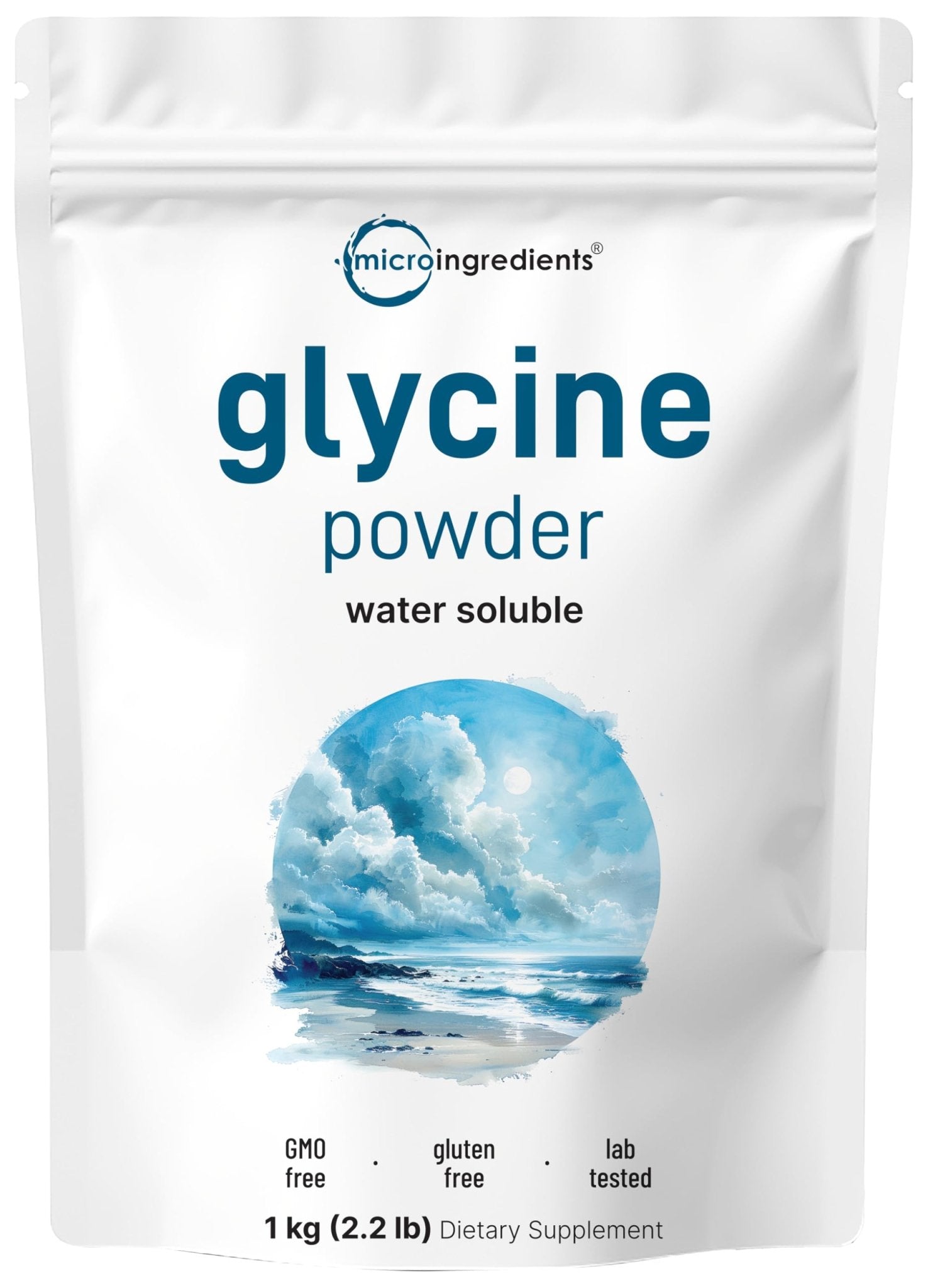 Micro Ingredients Glycine Powder, 1KG (2.2 Pounds), Glycine 1000mg Per Serving, Water Soluble and Products of USA - Maple Wellness Supplements