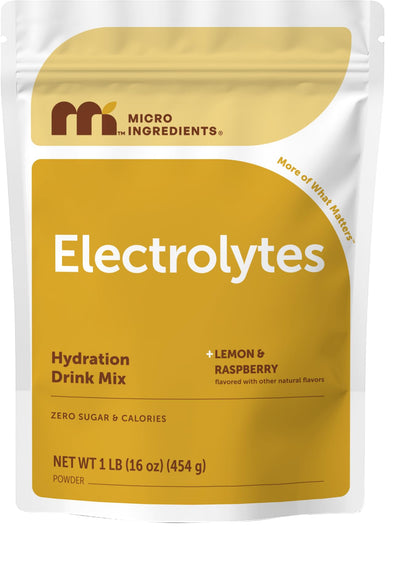 Micro Ingredients Hydration Electrolyte Powder, 1 lb (69 Servings) | Lemon Raspberry Flavor | High Potassium (1,000mg) + Coconut Water & Real Lemon Juice | No Sugar, Keto Friendly | Non-GMO - Maple Wellness Supplements