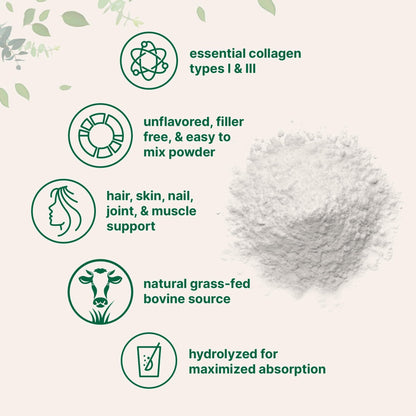 Micro Ingredients Hydrolyzed Collagen Peptides Powder, 1 lb | Type I & III Collagen for Women & Men | Unflavored Bovine Collagen Protein | Easy Dissolve, Paleo, Non-GMO - Maple Wellness Supplements