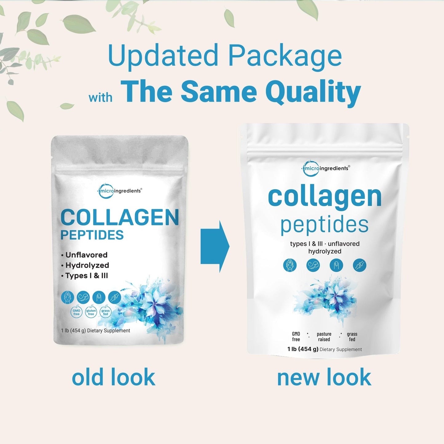 Micro Ingredients Hydrolyzed Collagen Peptides Powder, 1 lb | Type I & III Collagen for Women & Men | Unflavored Bovine Collagen Protein | Easy Dissolve, Paleo, Non-GMO - Maple Wellness Supplements