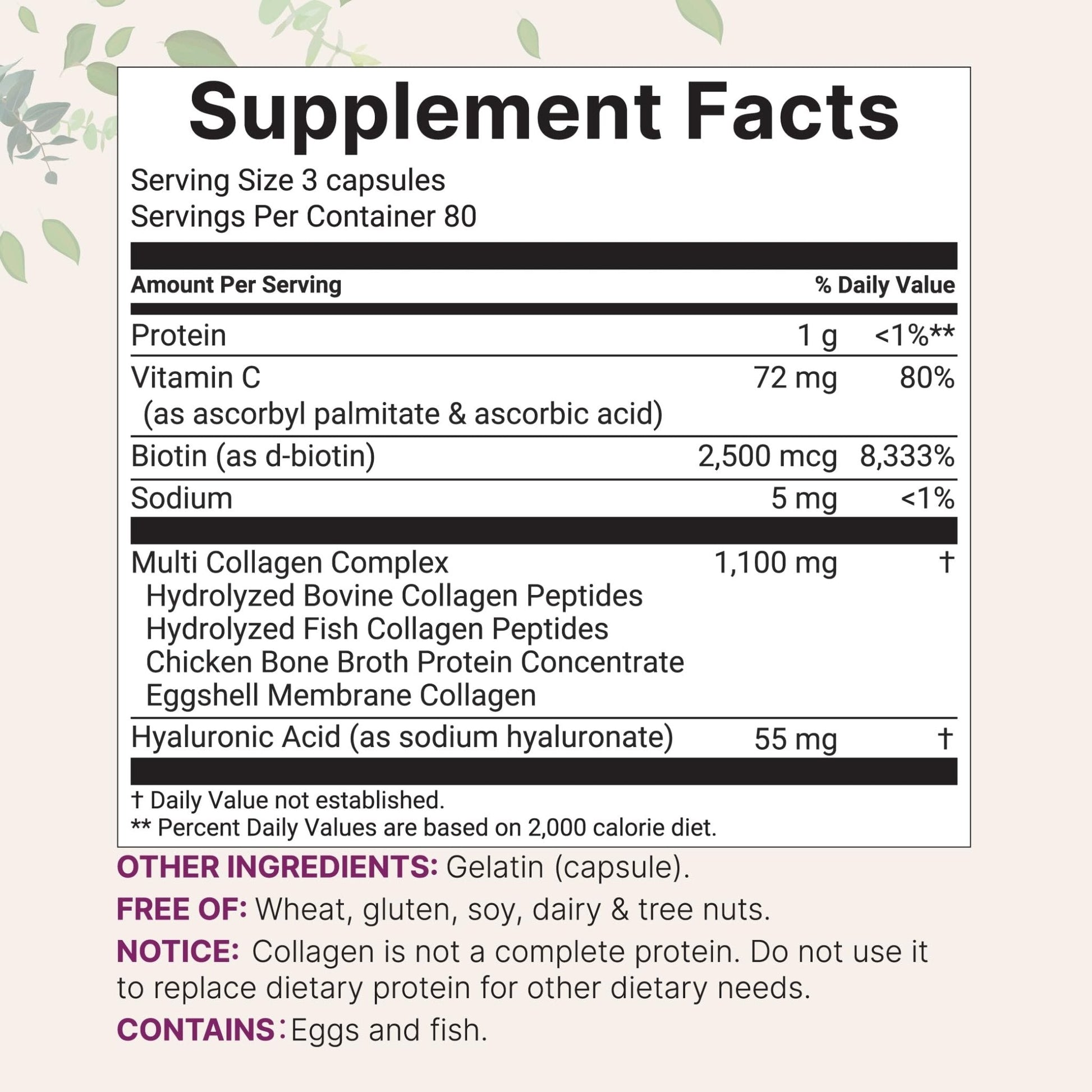 Micro Ingredients Multi Collagen Pills for Women & Men, 240 Capsules | Type I, II, III, V, X | Hydrolyzed Peptides with Biotin, Hyaluronic Acid - Maple Wellness Supplements