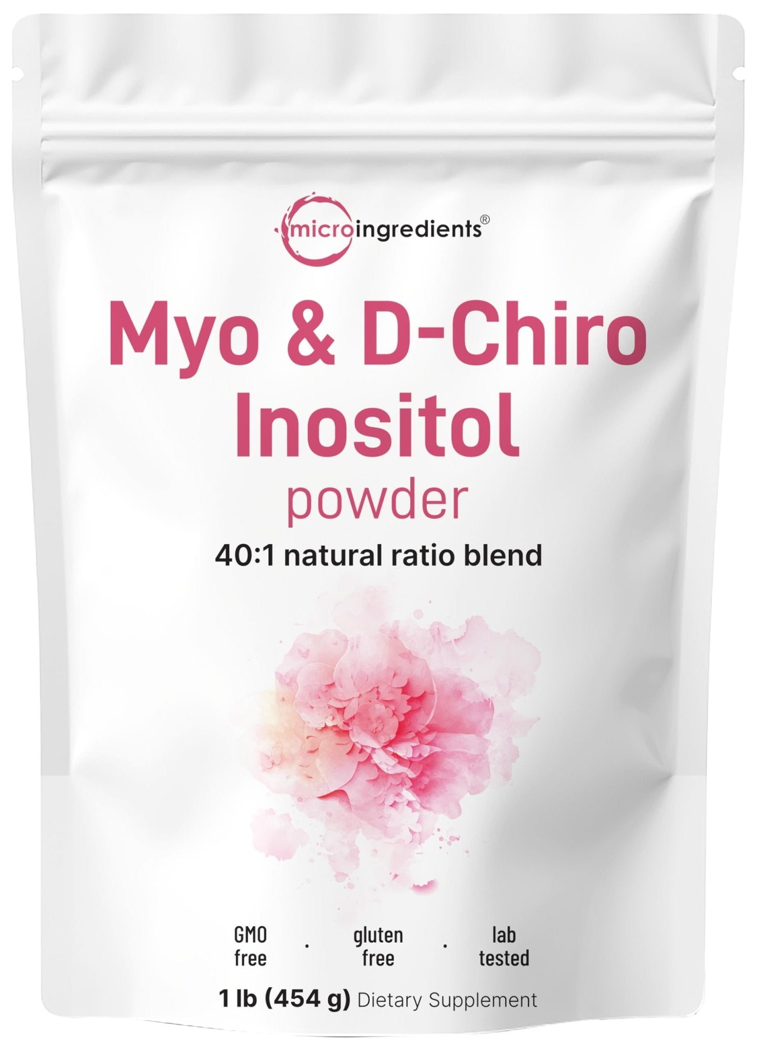 Micro Ingredients Myo-Inositol & D-Chiro Inositol Powder, 1lb (221 Servings) | 40:1 Ideal Ratio Inositol Supplement for Women | Supports Hormonal Balance - Maple Wellness Supplements