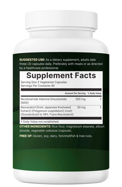 Micro Ingredients NAD+ 500mg with Resveratrol, 240 Veggie Capsules | 2-in-1 NAD Supplement for Women & Men | NMN Pathway Alternative | Non-GMO, Gluten Free - Maple Wellness Supplements