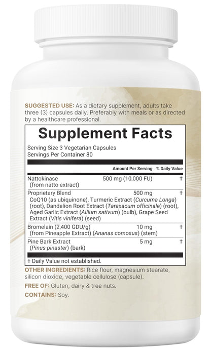 Micro Ingredients Nattokinase 10,000 FU Per Serving (Natural Natto Extract), 240 Vegetarian Capsules | with CoQ10, Turmeric, Aged Garlic & Pine Bark Extract - Maple Wellness Supplements
